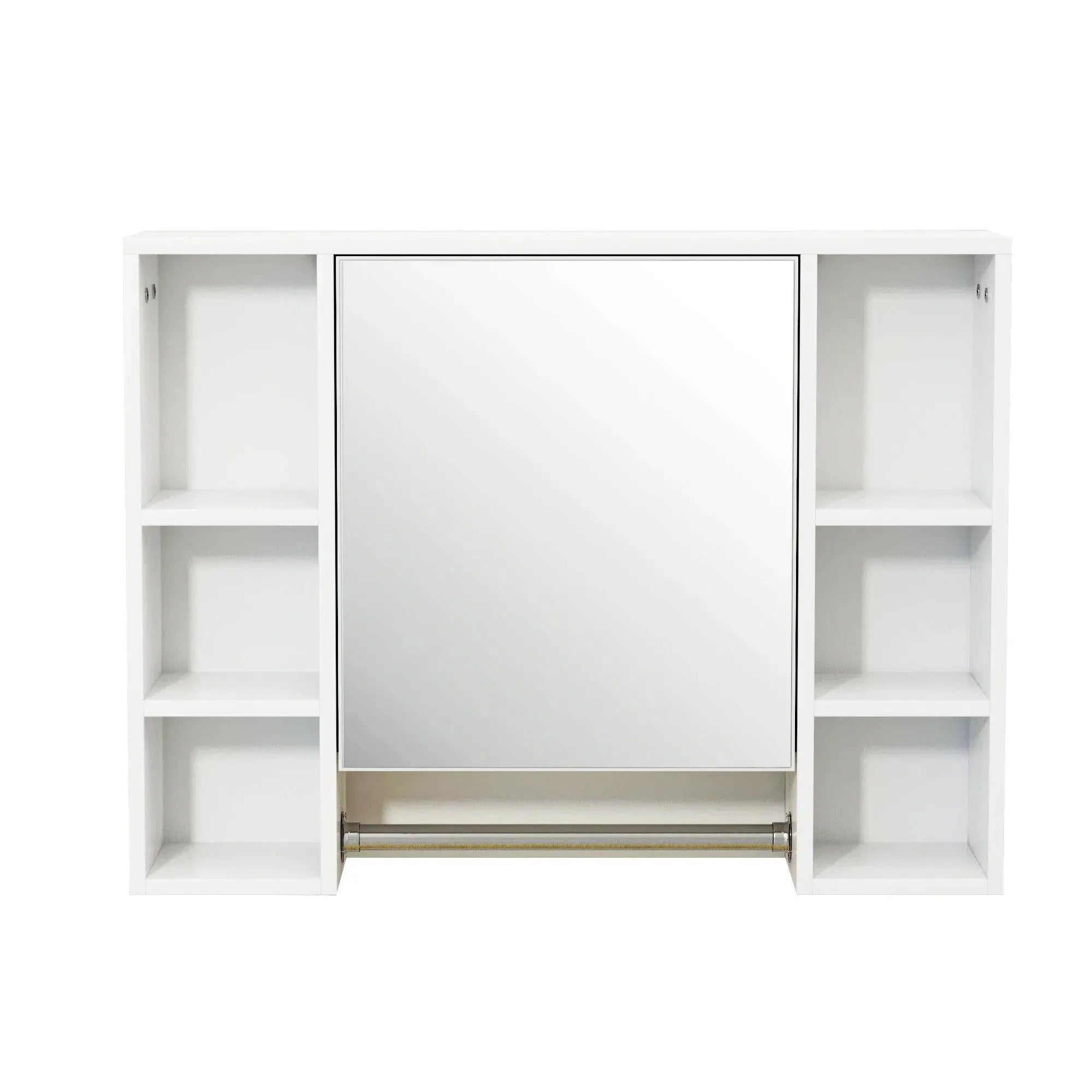 Feronza™ Witte Badkamerkast met Spiegel - Wandkast met 8 Schappen en Deur 80 x 20 x 60 cm - Feronza