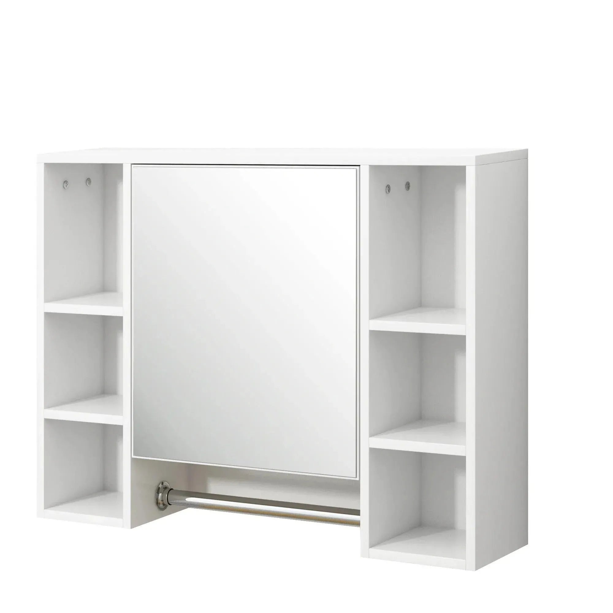 Feronza™ Witte Badkamerkast met Spiegel - Wandkast met 8 Schappen en Deur 80 x 20 x 60 cm - Feronza