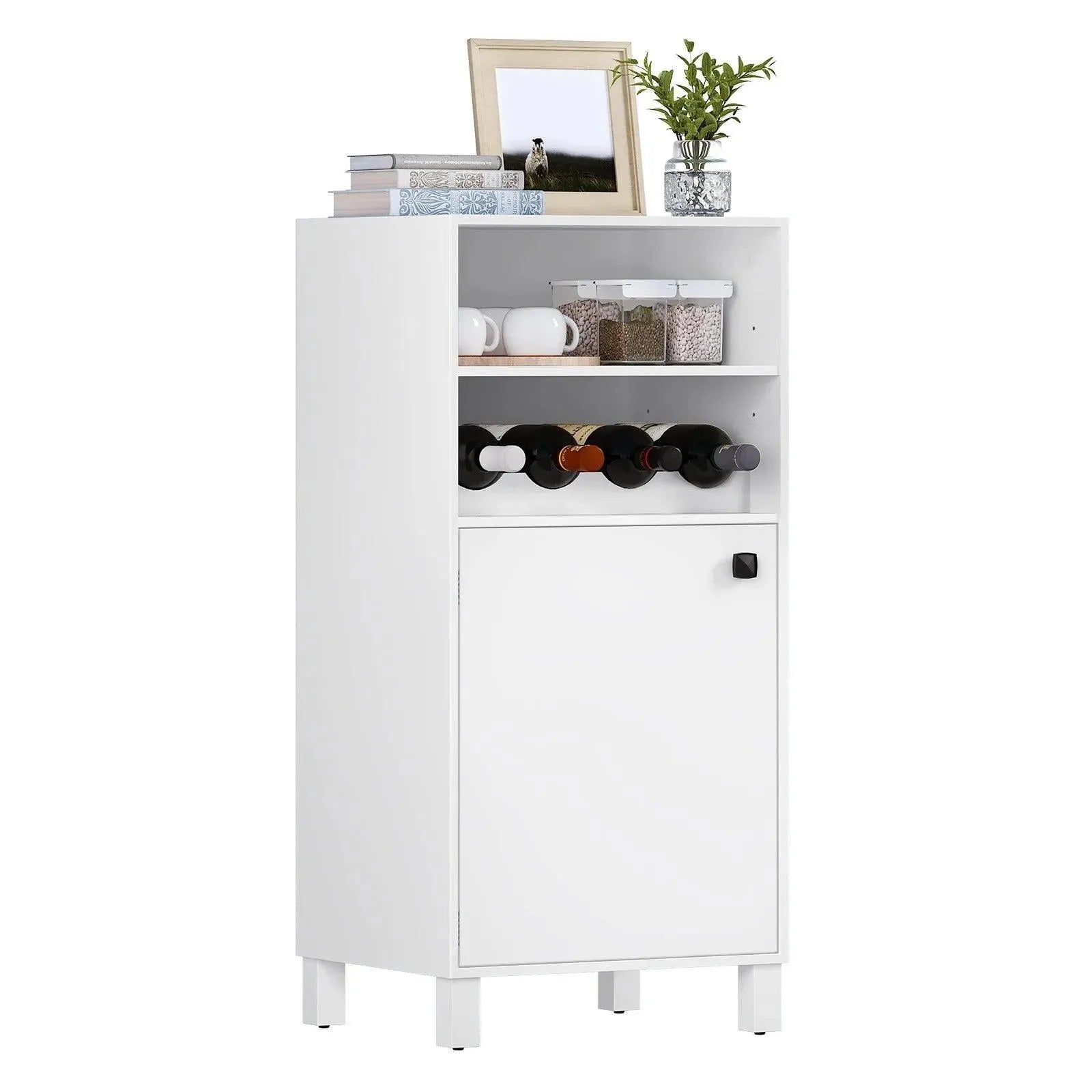 Feronza™ Witte Keuken Kast met Wijnrek – 48x108x40cm – Multifuntionele Opbergkast - Feronza
