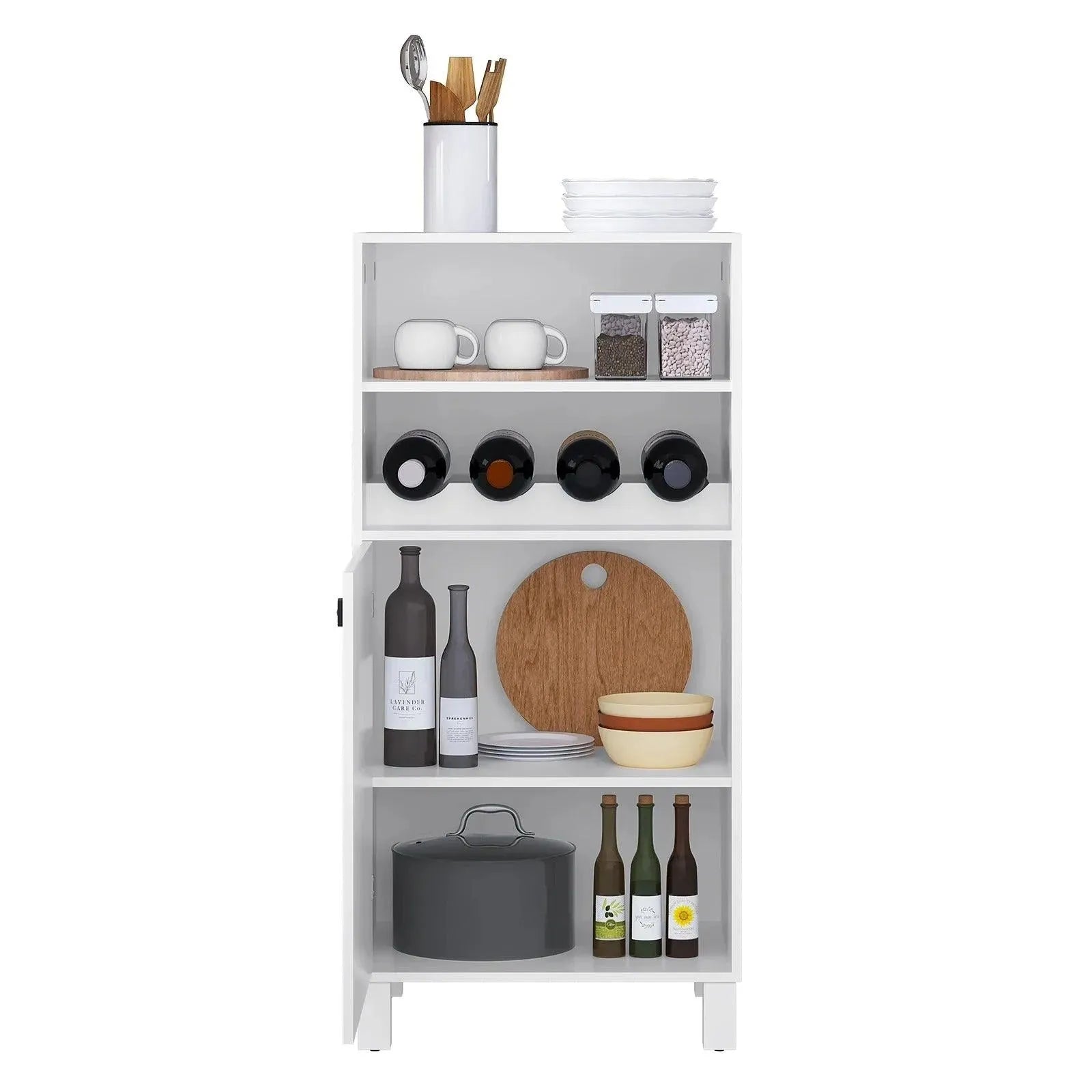 Feronza™ Witte Keuken Kast met Wijnrek – 48x108x40cm – Multifuntionele Opbergkast - Feronza