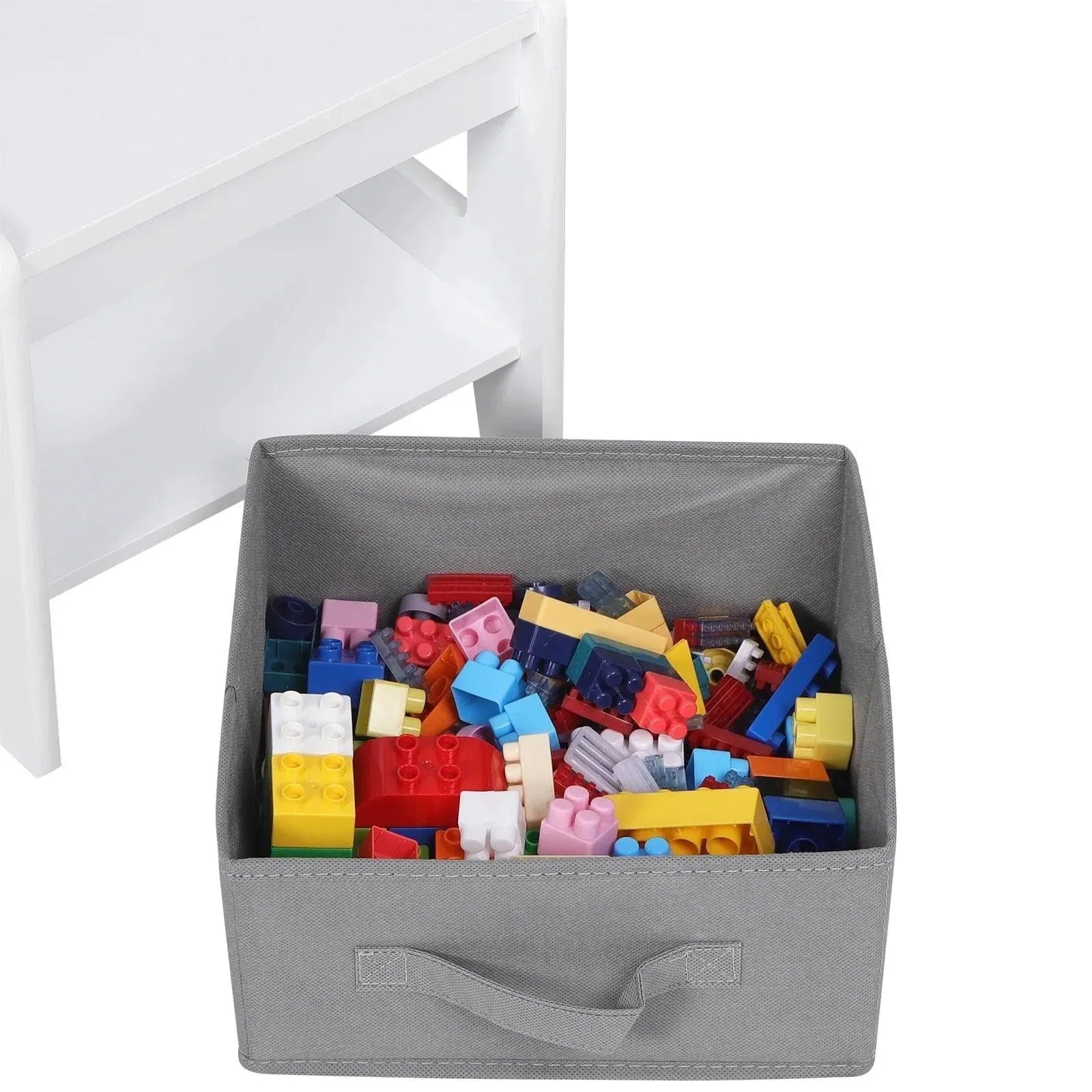 Feronza™ Witte Kinder Tafel met 2 Stoelen en Opbergbak - Omkeerbaar Tafelblad met Blackboard en Papierrol voor Peuters - Feronza