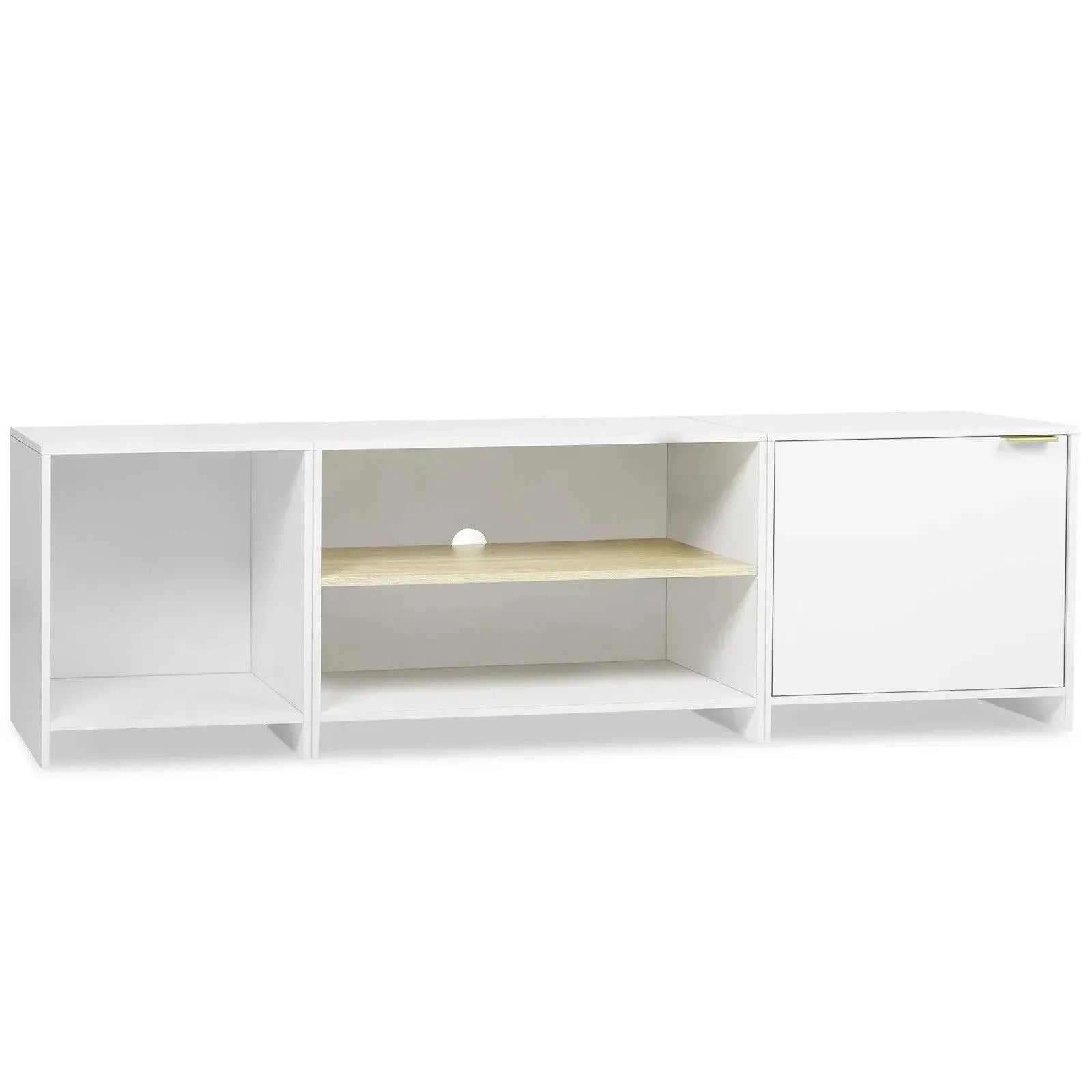 Feronza™ Witte TV Kast 160x45x39 cm – TV Stand met Verstelbare Plank, 1 Kast, 3 Compartimenten, Afneembaar Ontwerp voor Woonkamer - Feronza