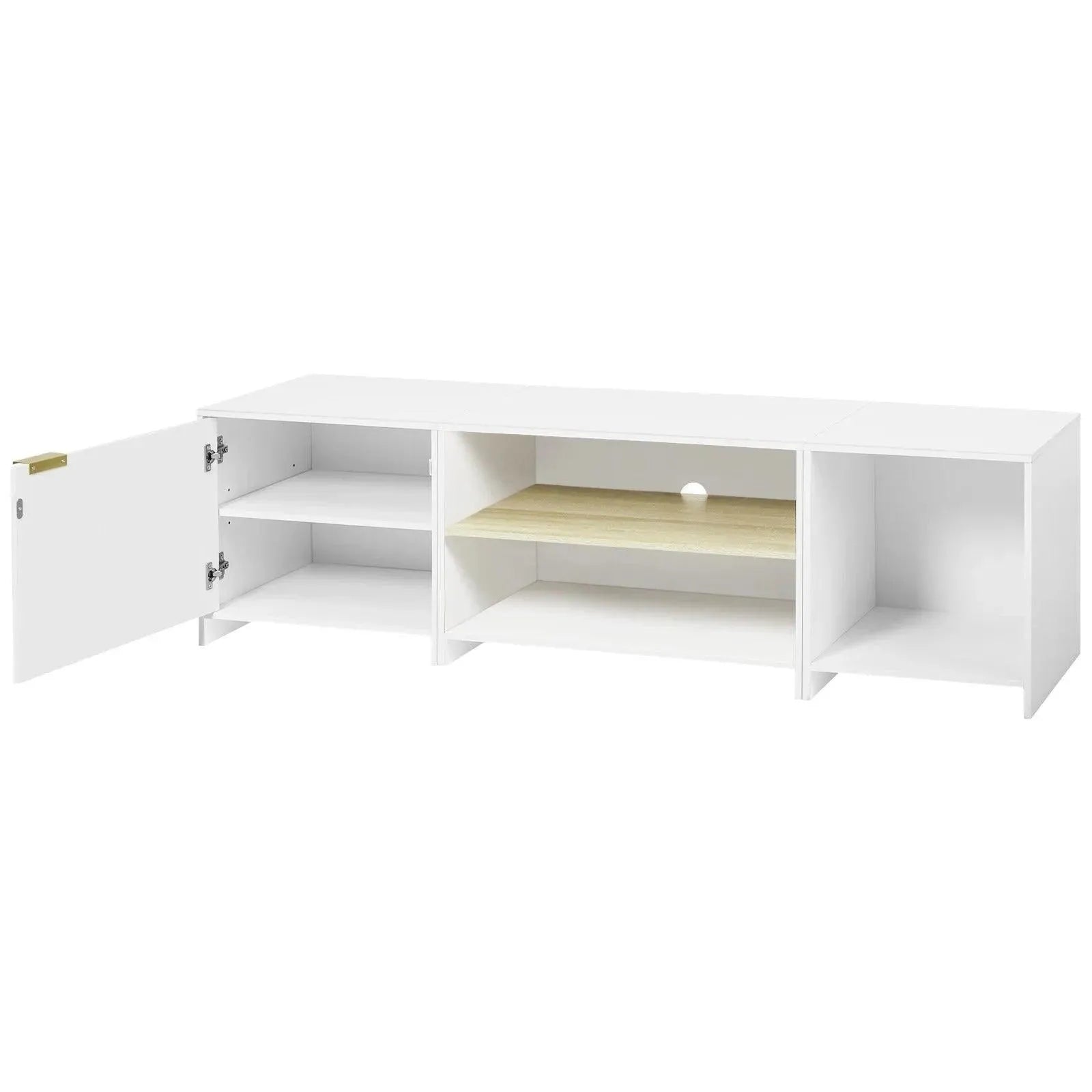 Feronza™ Witte TV Kast 160x45x39 cm – TV Stand met Verstelbare Plank, 1 Kast, 3 Compartimenten, Afneembaar Ontwerp voor Woonkamer - Feronza