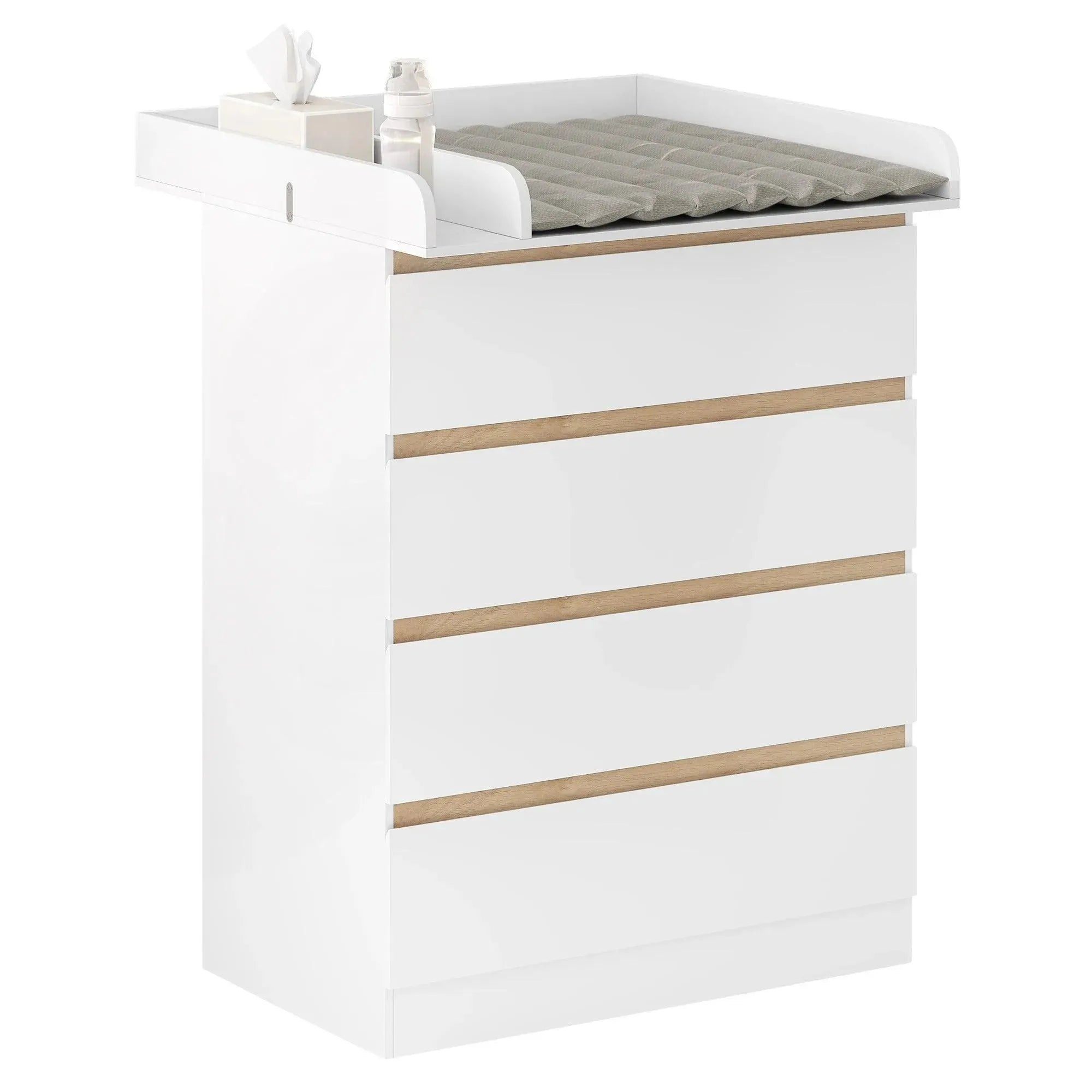 Feronza™ Witte Verschoontafel met 4 Laden - 80x75x109,2 cm - Feronza