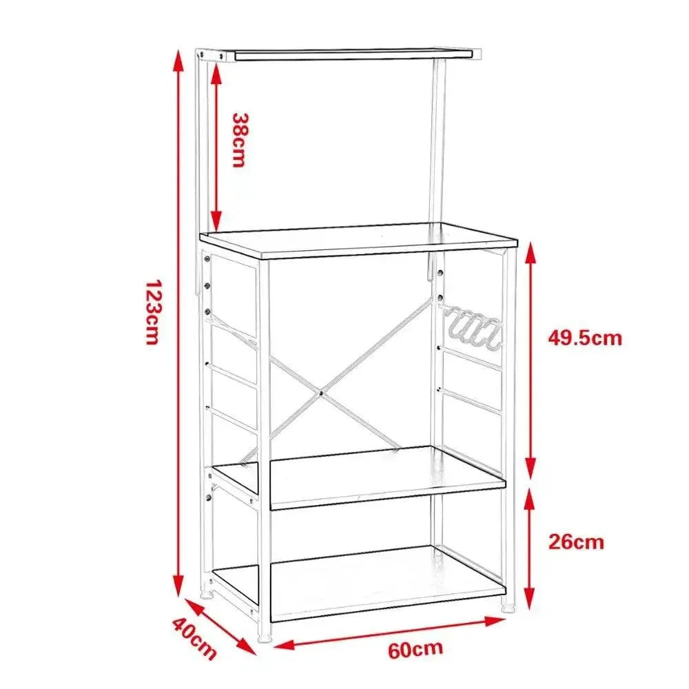 Feronza™ Zwaar Belastbare Magnetron Plank Met Kast – 4 Planken Opbergrek Voor Keuken – Met 4 Haken - Feronza